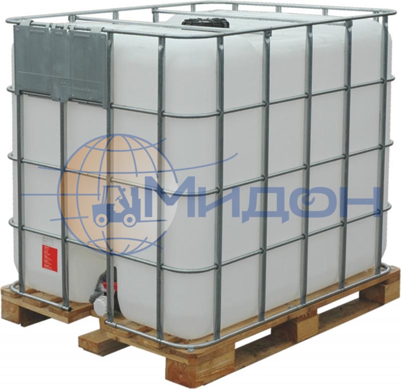 Емкость кубическая п/э 1000л с краном, белая, на деревянном поддоне UC 1000 дп UN 1200 х 1000 х 1160 (под опасный груз)