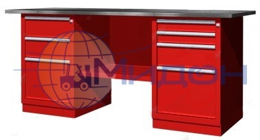 Верстак двухтумбовый 01.234R Ferrum CLASSIC (тумба с 3 ящиками, тумба с 4 ящиками)