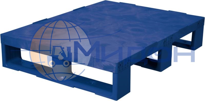 Паллет пластиковый сплошной на 3х полозьях (1000кг/500кг) TR 680 800 х 600 х 150 цвет - синий