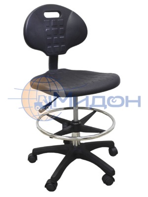 Стул промышленный 01.602 Ferrum CLASSIC пенополиуретан, опорное кольцо, антистатические колеса, чёрный