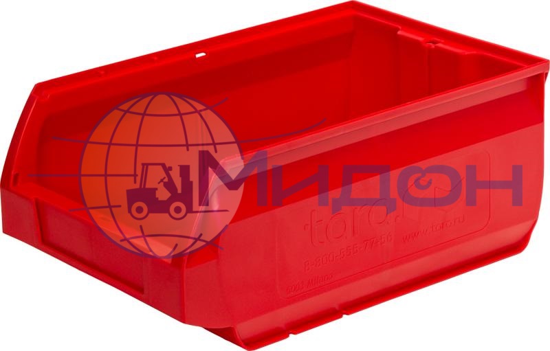 Лоток пластиковый для склада ITALIA Milano 5003, красный, сплошной 350 х 230 х 150