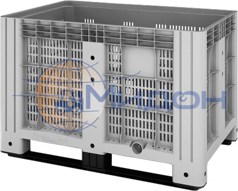 Контейнер пластиковый SDBOX 1208 PS крупногабаритный 1200 х 800 х 800 перфорированный на полозьях