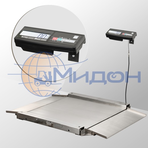 Весы товарные платформенные МАССА 4D-LA.S-2-1500 (1000x1000мм) из нержавеющей стали, с пандусами
