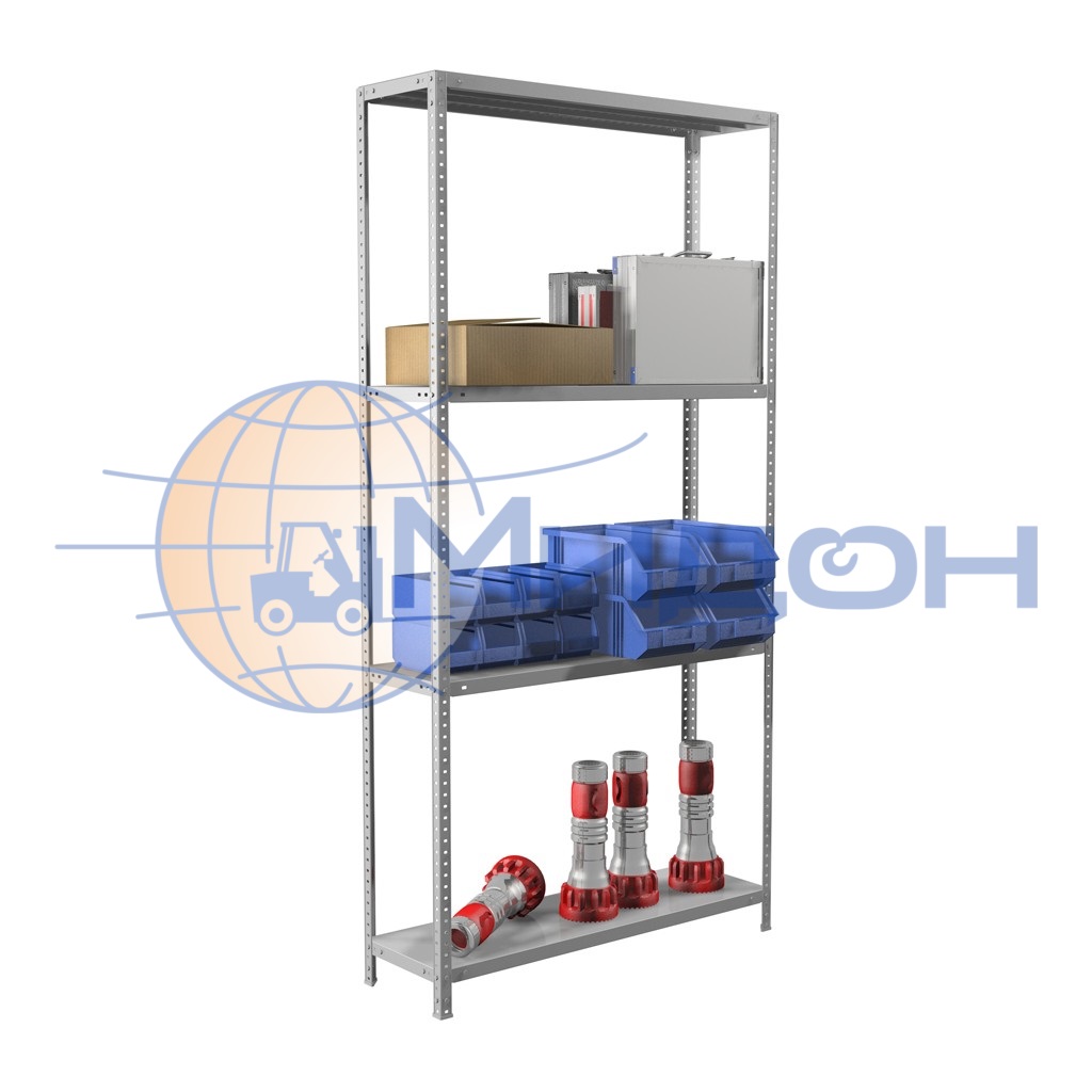Стеллаж полочный MS 185/100х60/4 (1850х1000х600) 500 кг(стеллаж), 100 кг(полка) 4 полки