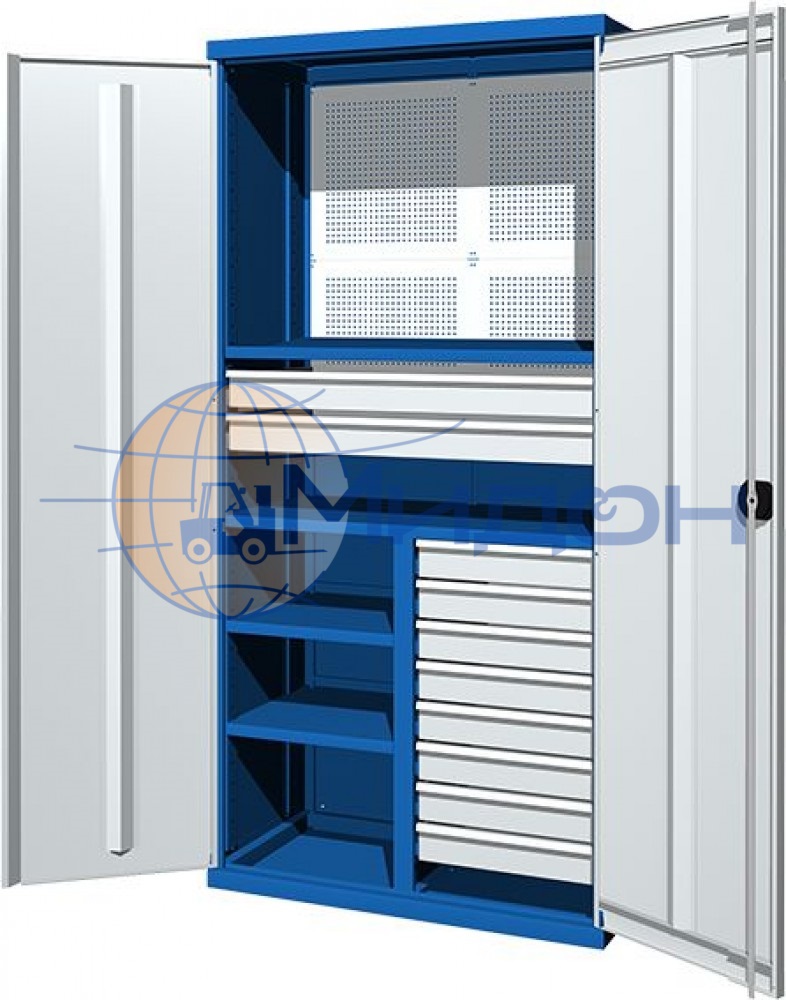 Шкаф инструментальный 03.3104 Ferrum CLASSIC (перф.стенка, перегородка-полка, малых 2полки и 8ящиков, больших 1полка и 2 ящика)