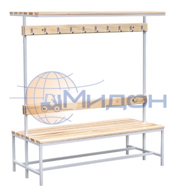 Скамья (1500х730х1680) двухсторонняя + полка для головных уборов