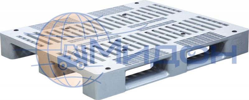 Паллет пластиковый перфорированный на 3х полозьях (5000кг/1250кг/800кг) IR 1210 P 1200 х 1000 х 150 цвет - серый