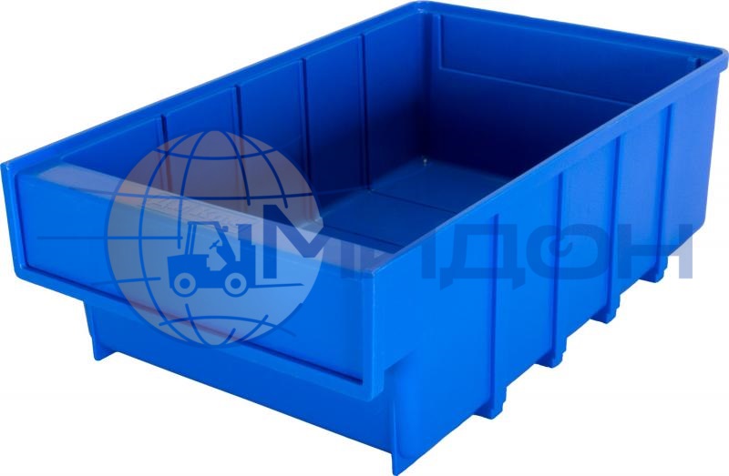 Ящик пластиковый 6002 для склада синий, сплошной 300 х 185 х 100