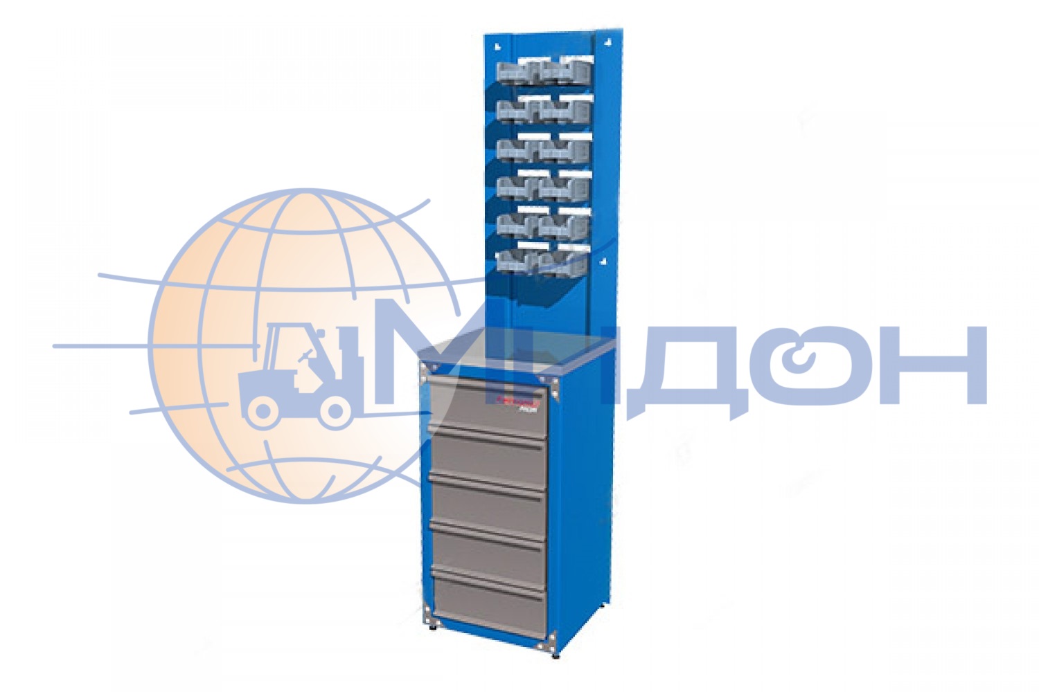 Модуль шиномонтажный Ferrum (Pro.mod.405 тумба со столешницей и 07.017Pro панель под 18 ящиков)