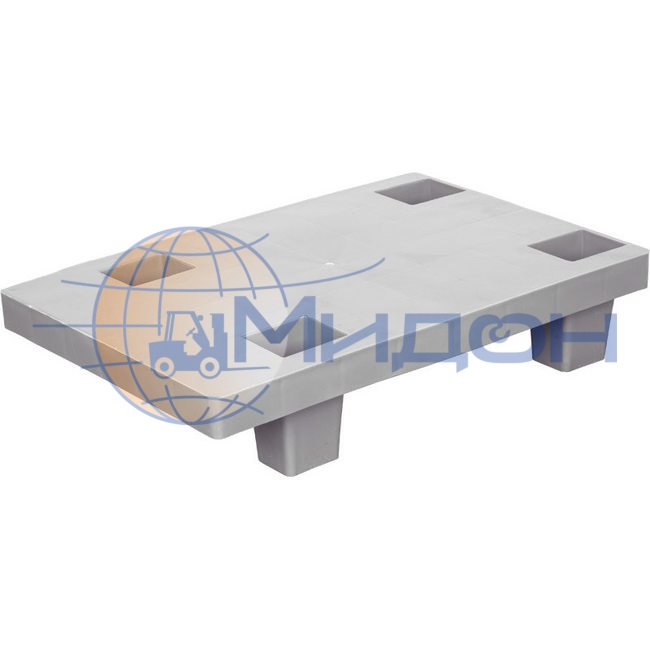 Паллет пластиковый сплошной на ножках (250кг/250кг) TR 400-1 600 х 400 х 135 цвет - серый