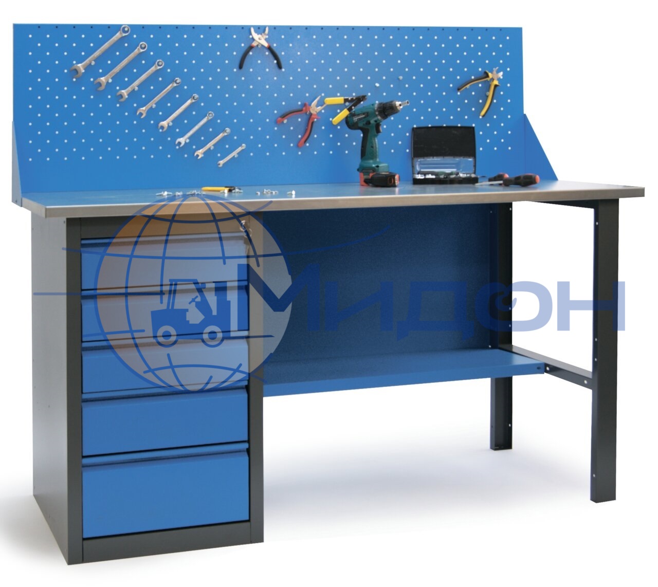 Верстак с драйвером ВД-1.2 (5 выдвижных ящиков) (ШхГхВ,мм) 1200x685x850