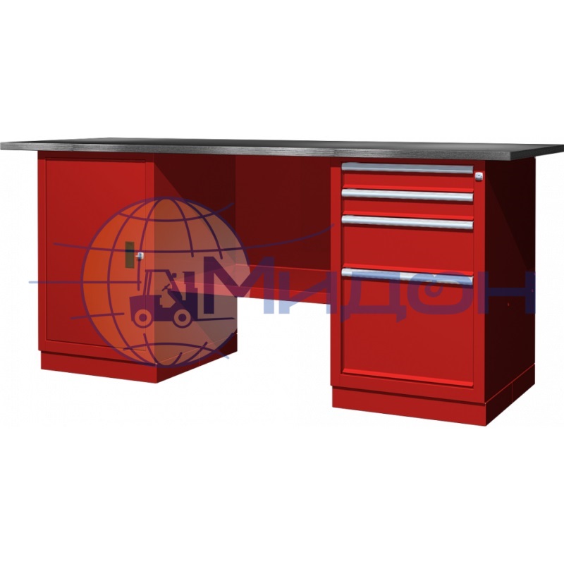 Верстак двухтумбовый 01.204R Ferrum CLASSIC (тумба с дверцей, тумба с 4 ящиками)