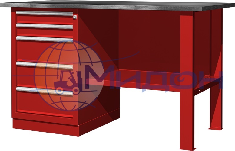 Верстак однотумбовый 01.105R Ferrum CLASSIC (тумба с 5 ящиками)