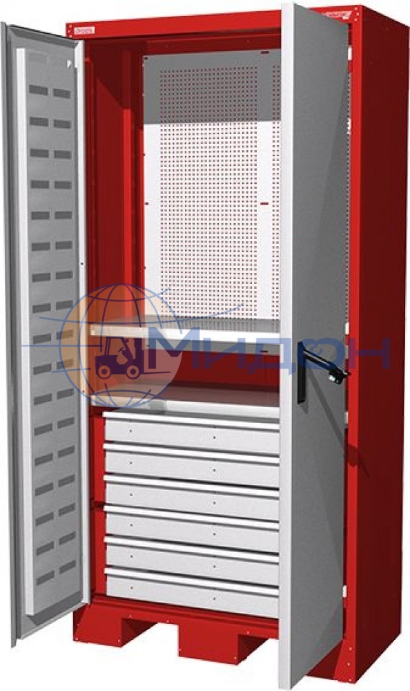 Шкаф инструментальный 08.3032 Ferrum Титан (перфорированная стенка, 2 полки, 3 ящика)