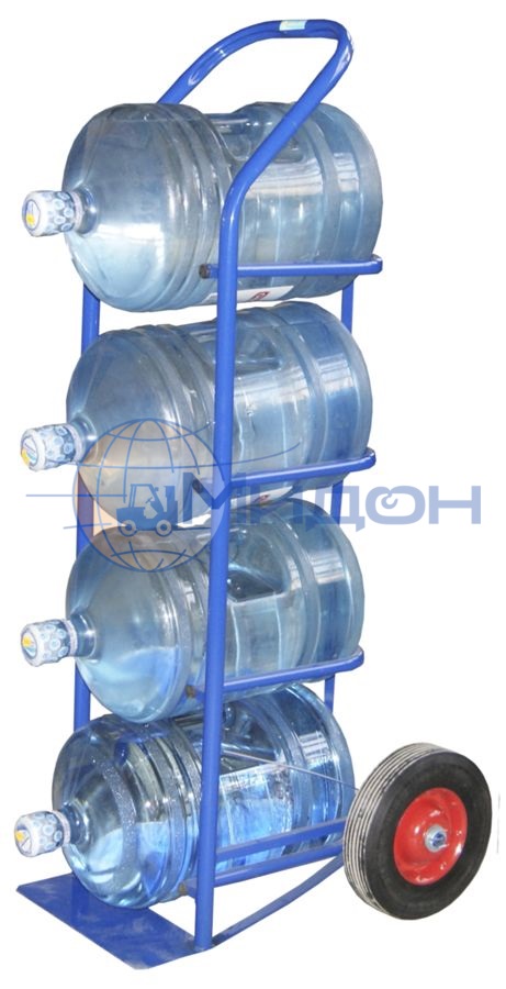 Тележка двухколёсная ВД 4 (95кг) для 19литровых бутылей (колёса ф260: надувные, ПШ игольчатый, Китай)