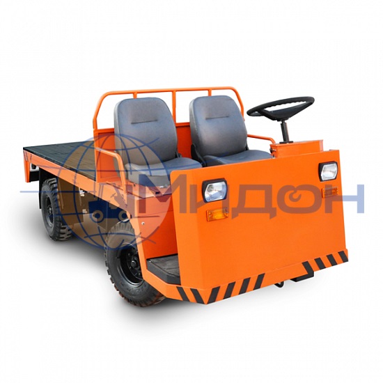 Электротележка платформенная ЕТ-2012-05, г/п 2,0т с кислотной АКБ 48V/350Ah, шины пневмо, управление сидя (руль)