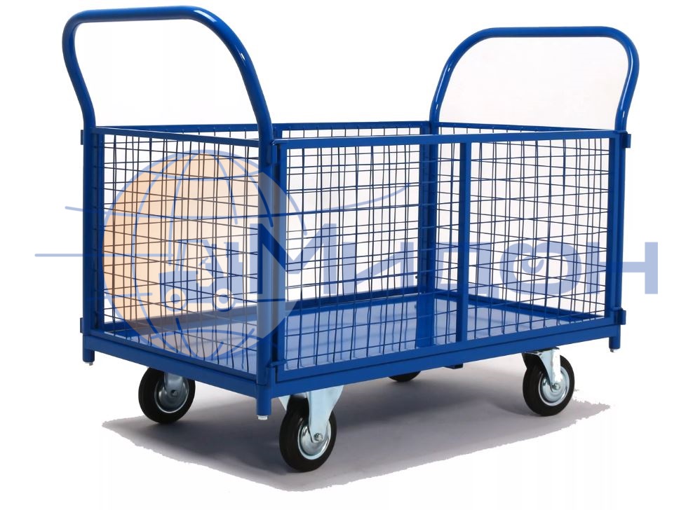 Тележка платформенная с бортами из сетки ПС-6.12 600х1200 (колёса ф250: надувные, Китай)