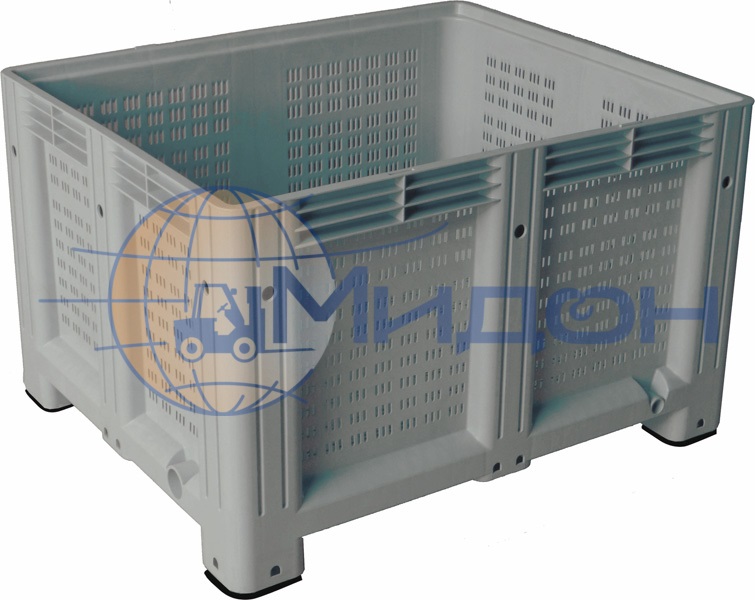 Контейнер пластиковый D-Box 1210 P (580) крупногабаритный 1200 х 1000 х 580 перфорированный на ножках