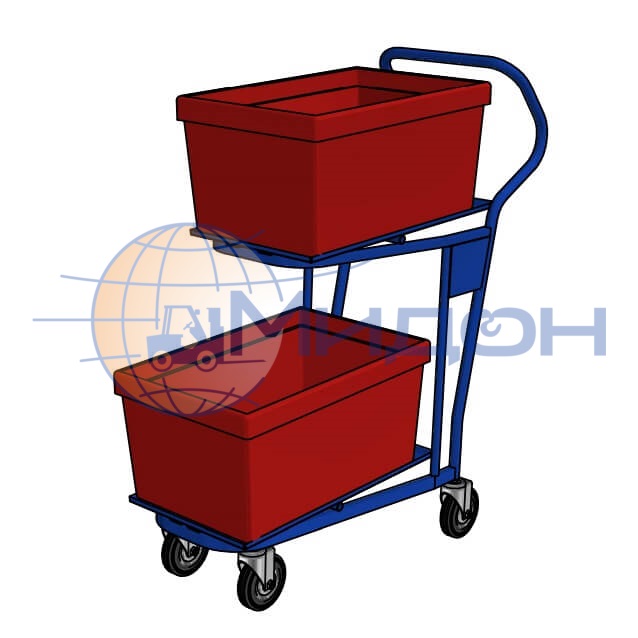 Тележка для ящиков ТПДЯ 2 ( 435х985х1035 ) (колёса ф160: стандартные, Китай)