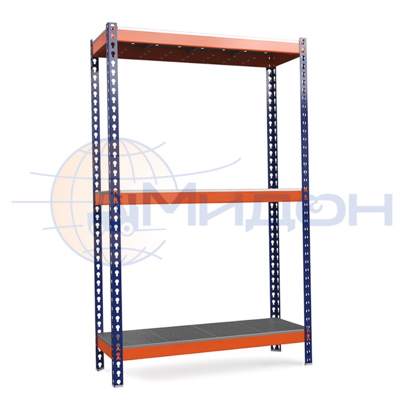 Стеллаж полочный Профи-Т с металлическим оцинкованным перфорированным настилом Т-150/1 (2000х1240х770) P/3 2500 кг(стеллаж) 350 кг(полка) 3 полки