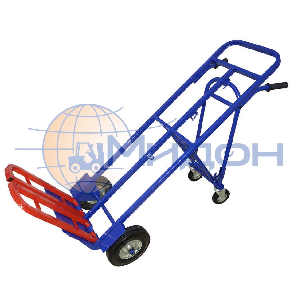 Тележка двухколёсная ТГУ 200 П (200кг) трансформер с откидной полкой (колёса: ф125литые и ф250 литые, Китай)