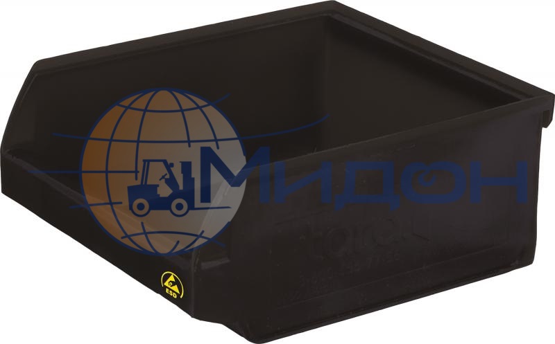 Лоток пластиковый для склада ITALIA Ancona 5000 ESD, черный антистатичный, сплошной 107 х 98 х 47