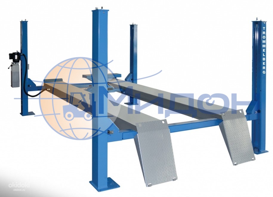 Подъемник  4-х стоечный электрогидравлический TST455C, г\п 5 т, гладкие платформы Trommelberg (Германия)