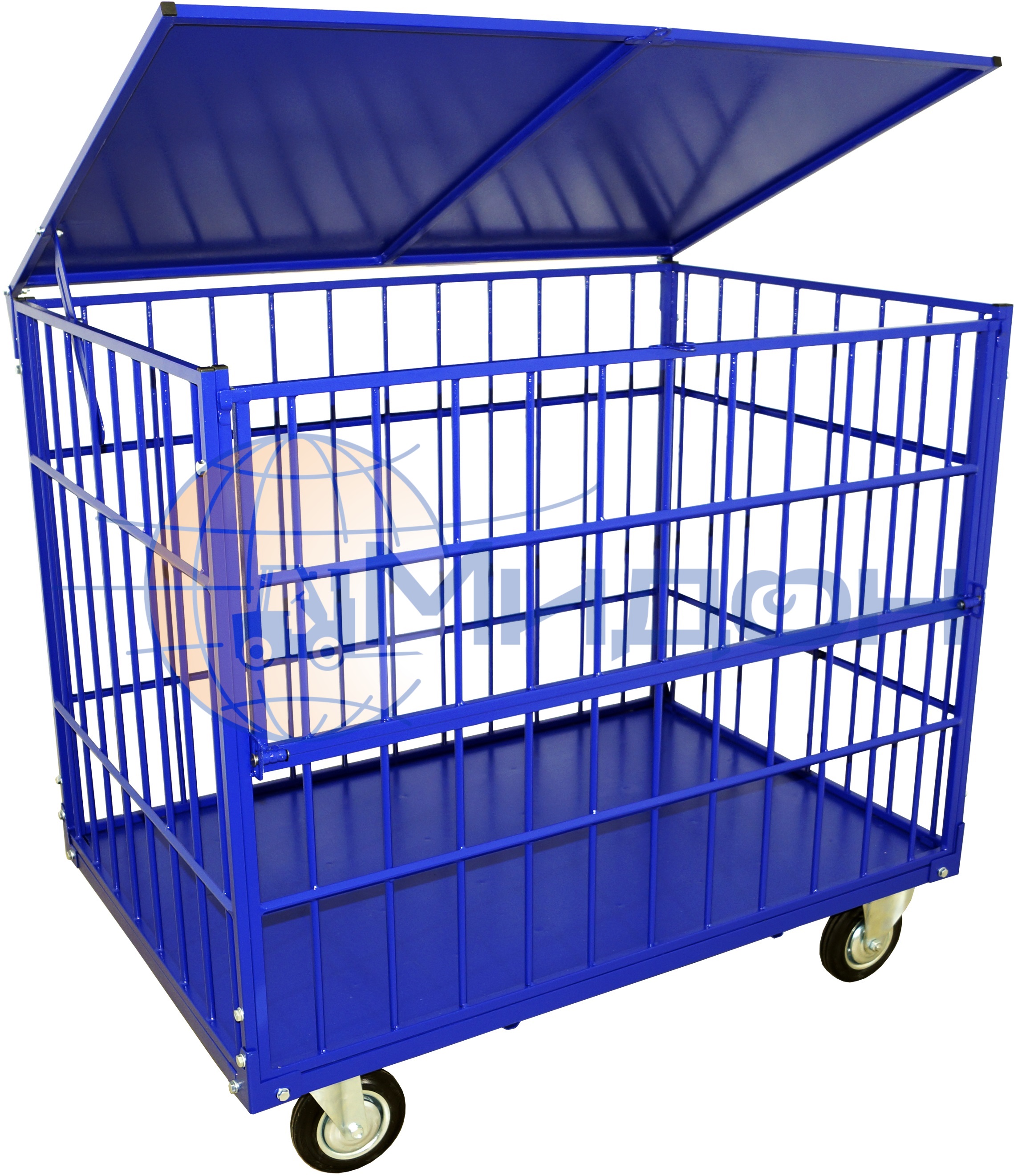 Контейнер передвижной трубчатый с открываемой боковой створкой КТМ 6 ( 800х1200х920 ) (колёса ф200: стандартные, Китай)