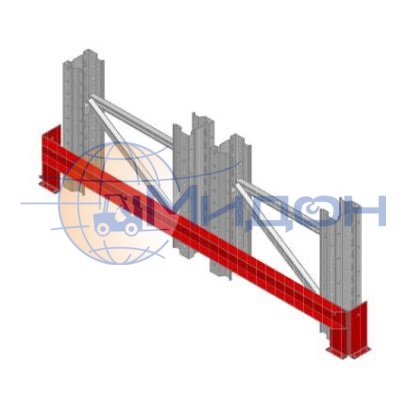 Защитное ограждение спаренного ряда стеллажей (2 угловых защитных огр. стойки +балка+крепеж) 2400мм