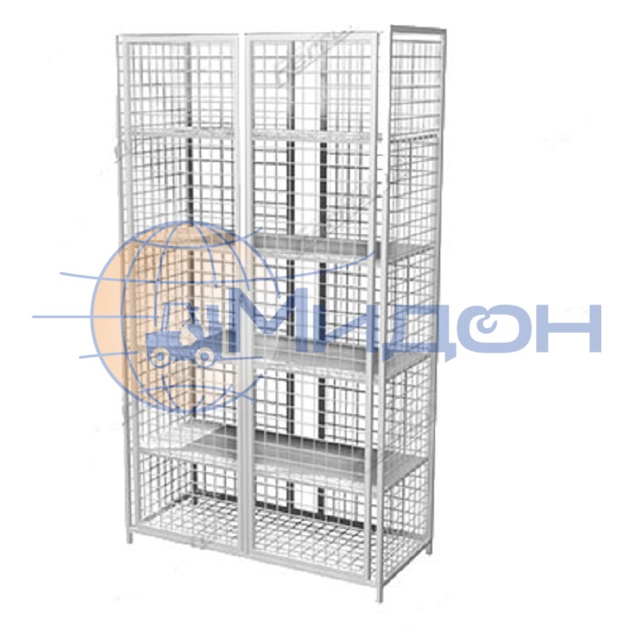 Шкаф закрытый металлической сеткой 06.504-9007 Ferrum навесной замок, 4 полки, 1950х1100х500мм