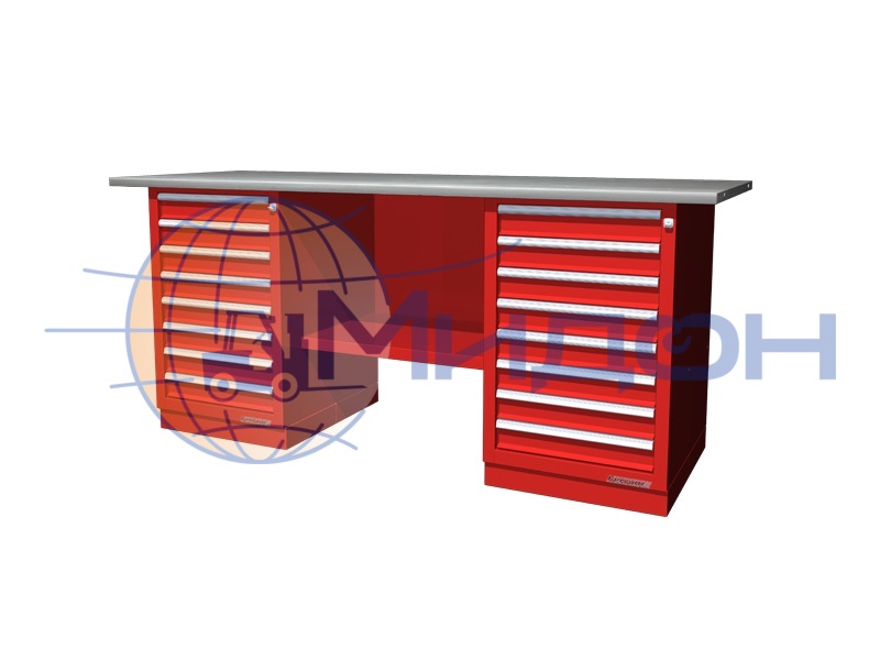 Верстак двухтумбовый 01.288R Ferrum CLASSIC (две тумбы с 8 ящиками)