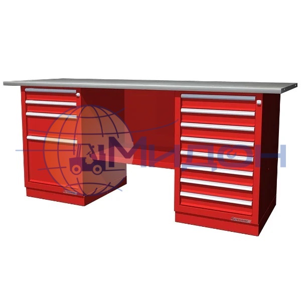 Верстак двухтумбовый 01.248R Ferrum CLASSIC (тумба с 4 ящиками, тумба с 8 ящиками)