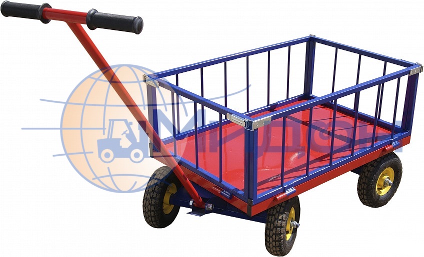 Тележка платформенная усиленная, с поворотной осью, борта из труб ТПОБ 7 Т ( 800х1400 ) (без колёс)