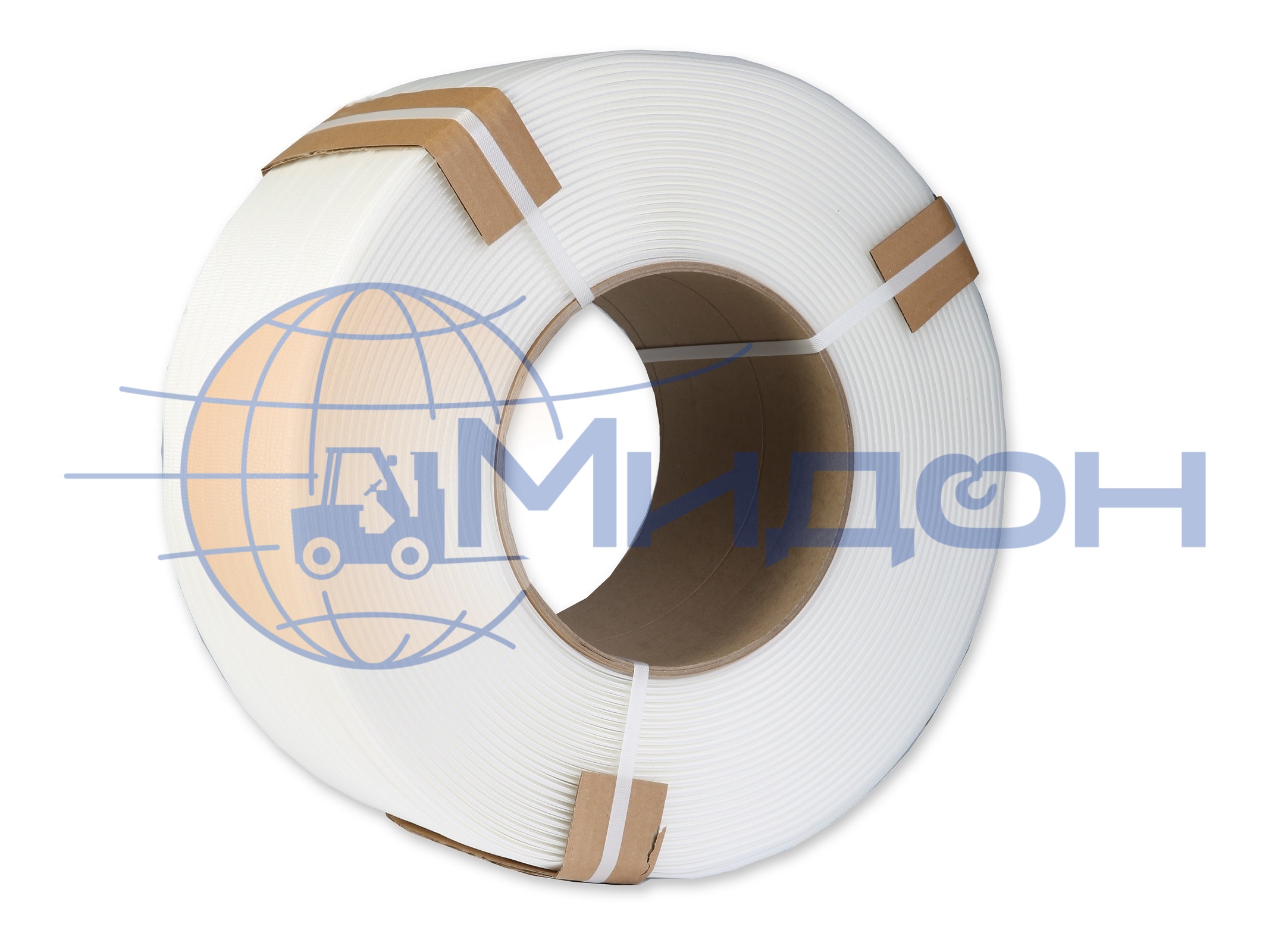 Лента полипропиленовая (ПП) 15х1мм (белая) разрывная нагрузка 320 кгс(Н), 1 бухта 1400 м (автомат, полуавтомат, ручная)