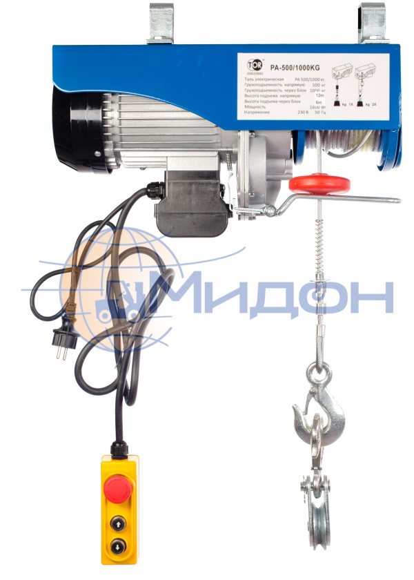 Мини таль электрическая OCALIFT PA-500 г/п 250/500кг трос 12м 220В,  с приводной тележкой