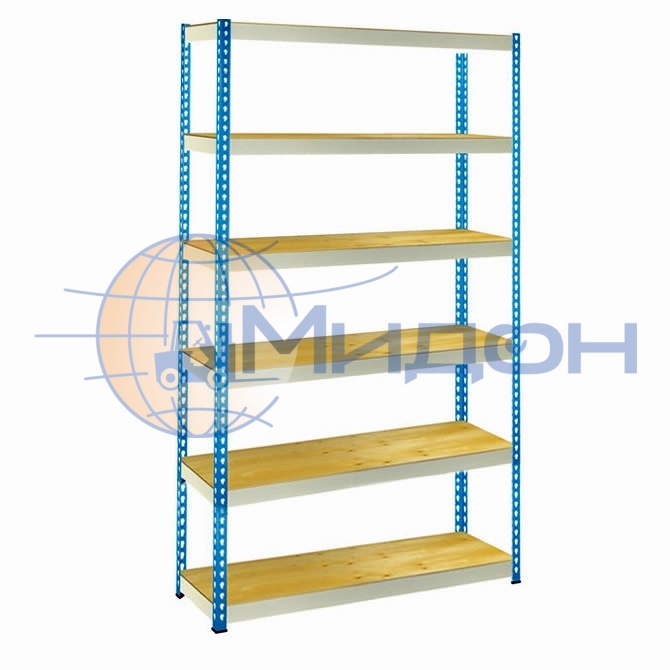 Стеллаж полочный МКФ 4-2,5 с фанерным настилом (2500х1815х590) 1500 кг(стеллаж), 350 кг(полка), 6 полок