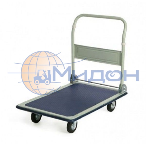 Тележка платформенная со складной ручкой и противоскользящим покрытием PH 150-N 435х730 (колёса ф100: чёрная резина, Китай)