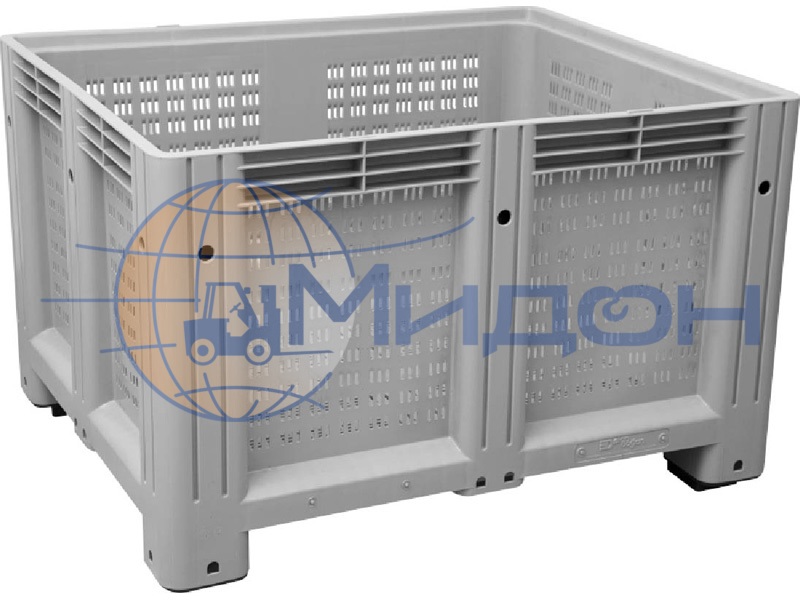 Контейнер пластиковый D-Box 1210 P (760) крупногабаритный 1200 х 1000 х 760 перфорированный на ножках