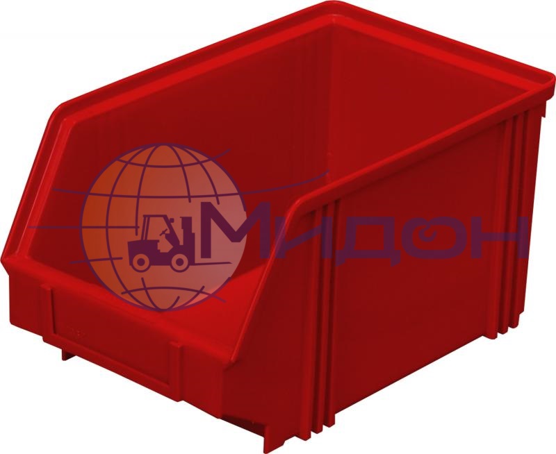 Лоток пластиковый 7967 для склада красный, сплошной 250 х 148 х 130