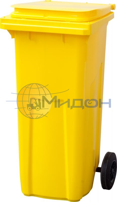 Контейнер мусорный на 2-x колесах с крышкой (HDPE) Цвет: желтый МКТ 120 550 х 480 х 995