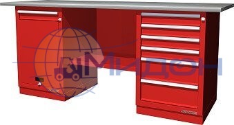 Верстак двухтумбовый 01.238R Ferrum CLASSIC (тумба с 3 ящиками, тумба с 8 ящиками)
