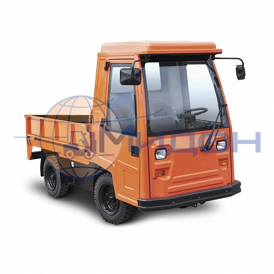 Электротележка платформенная ЕТ-20122-06, г/п 2,0т с кислотной АКБ 80V/350Ah, шины пневмо, управление сидя (руль), с бортами, с кабиной