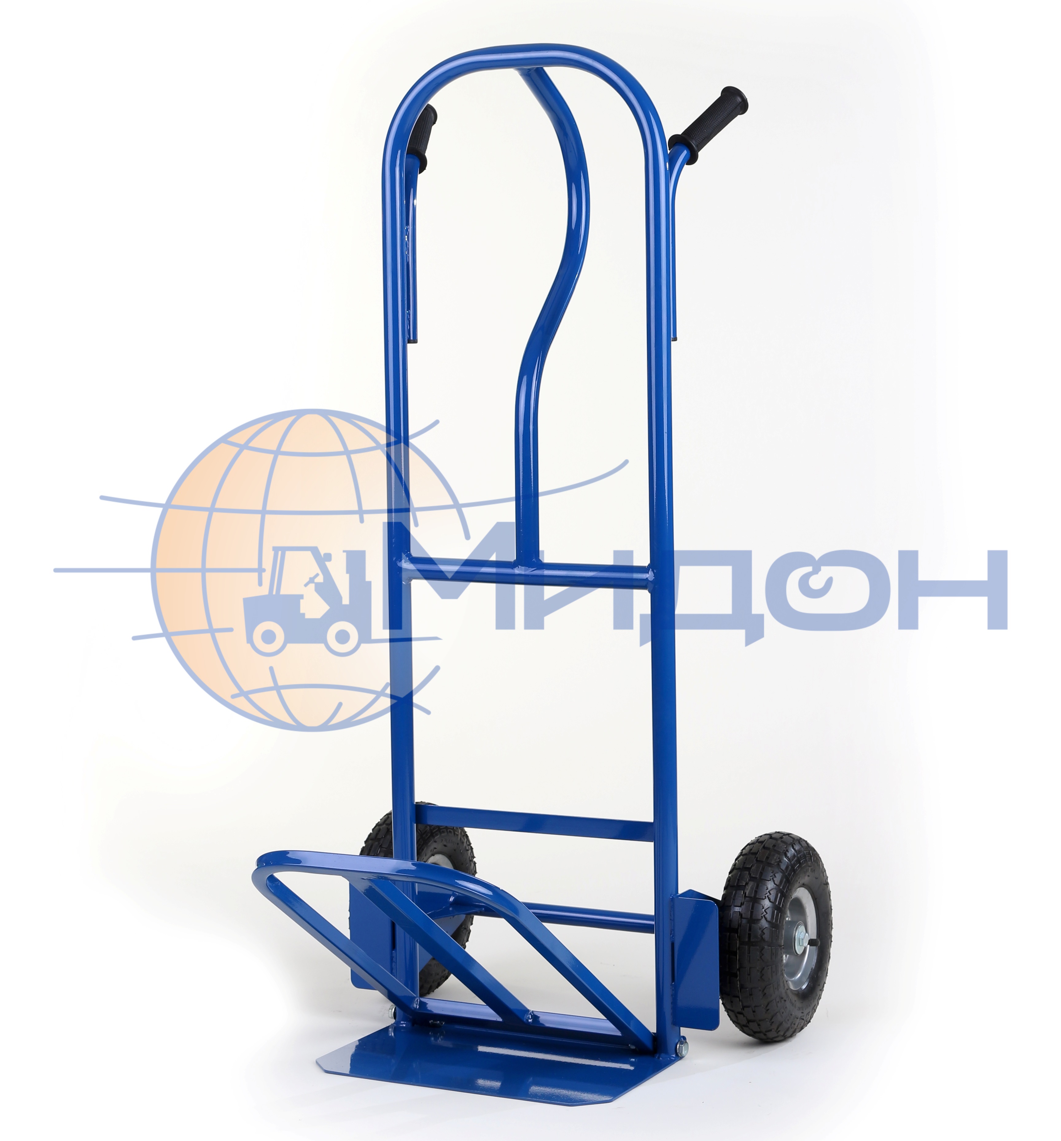 Тележка двухколесная Д-250П (250кг) с откидной полкой с литыми колёсами ф250мм