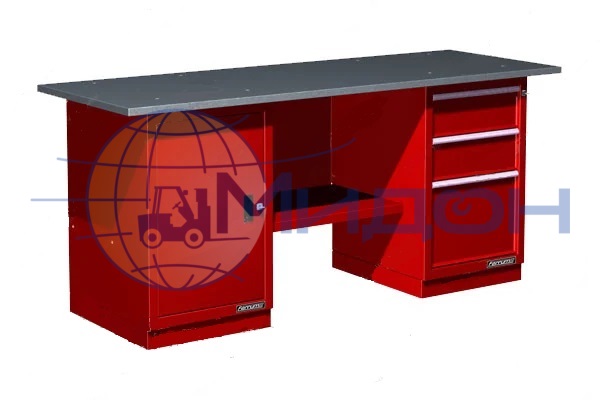 Верстак двухтумбовый 01.203R Ferrum CLASSIC (тумба с дверцей, тумба с 3 ящиками)