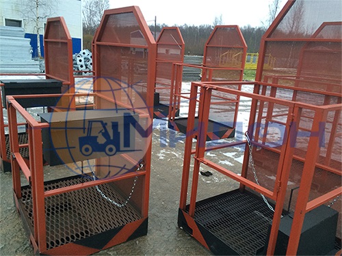 Корзина (люлька) для 2 человек на вилы погрузчика (штабелера, ричтрака) 200 кг с защитным перфолистом