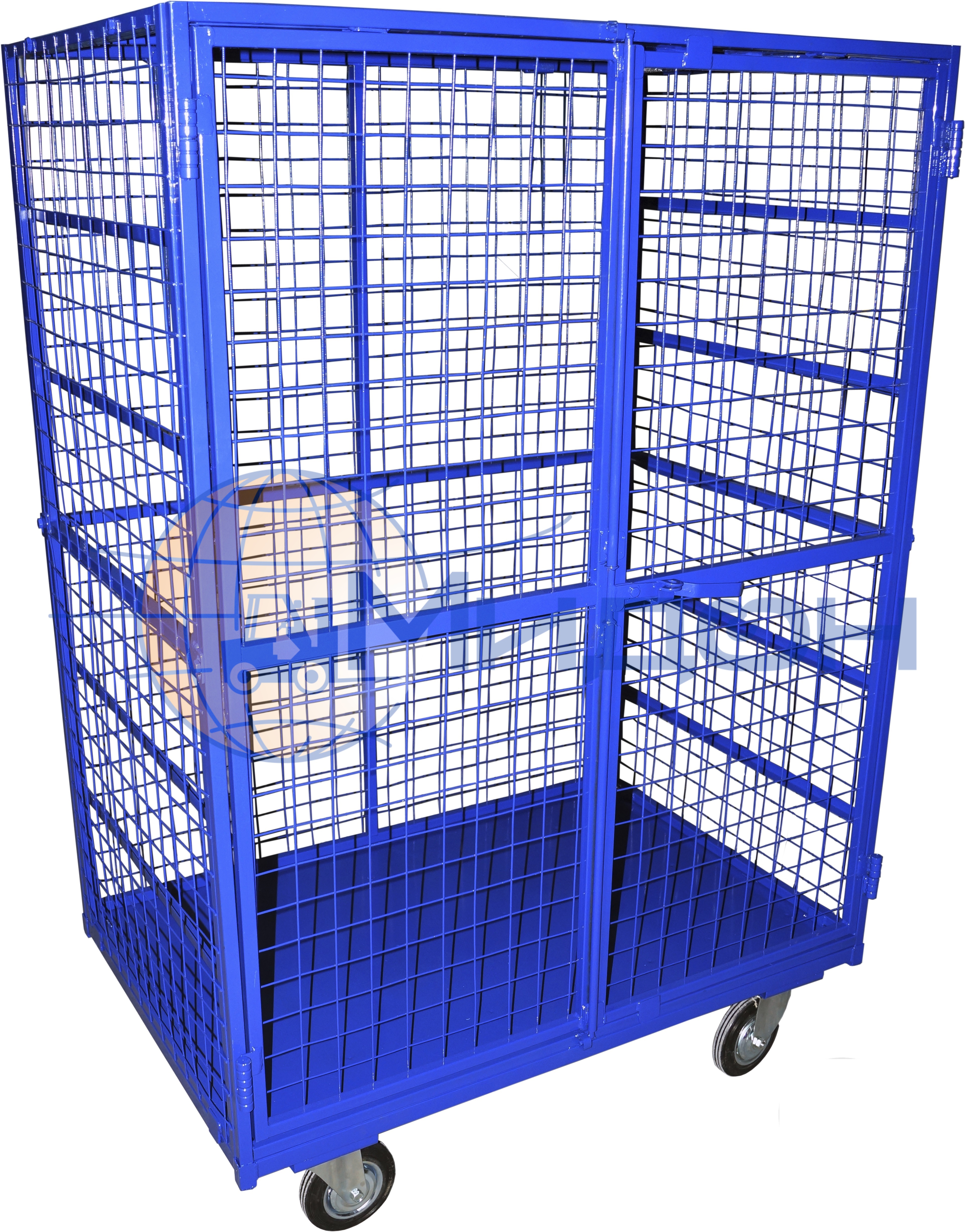 Шкаф-тележка с двумя открываемыми дверцами (без полок) из сетки ШСМ 6 ( 800х1200х1500 ) (колёса ф125: стандартные, Китай)