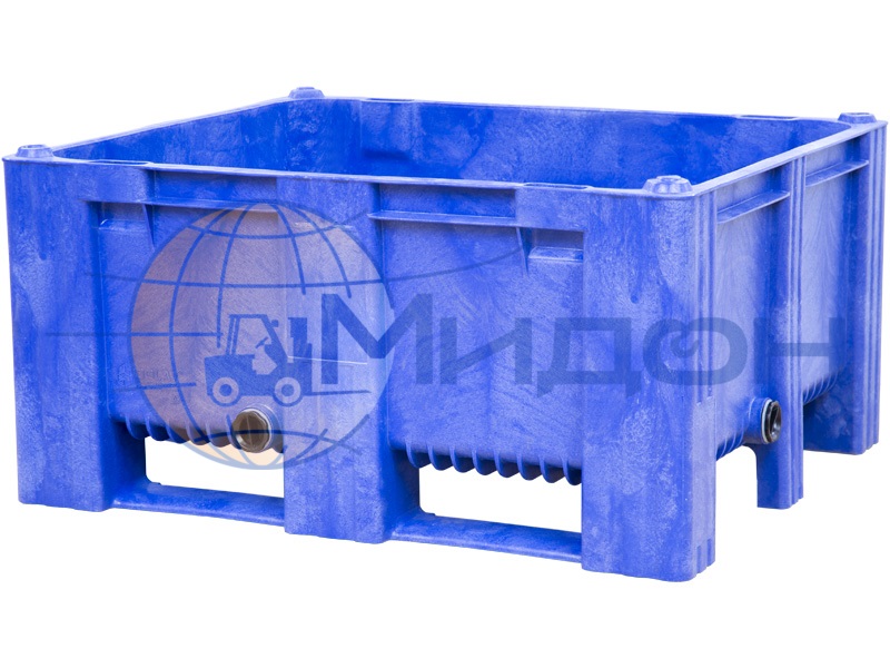 Контейнер пластиковый 10-100-ОА-ACE-2 (580) 2хСП2 крупногабаритный 1200 х 1000 х 580 сплошной на полозьях. С ушами и 2 сливными пробками