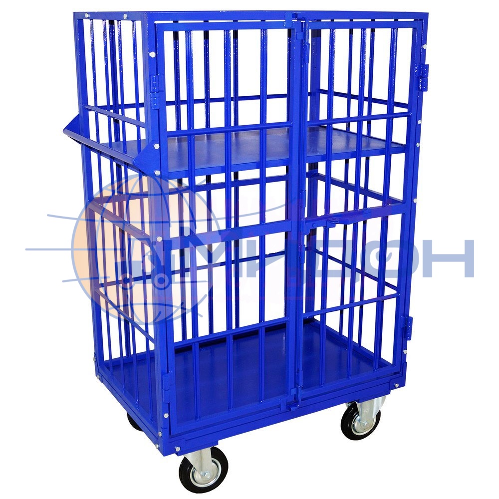 Шкаф-тележка с двумя открываемыми дверцами (без полок) из труб ШТМ 2 ( 600х900х1200 ) (колёса ф160: стандартные, Китай)