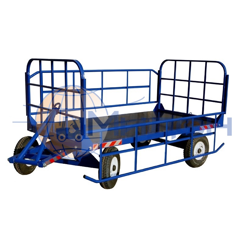 Тележка платформенная большегрузная (1,5т) с настилом и бортами БГ 1 ( 1250х2500 ) (колёса ф450: надувные)