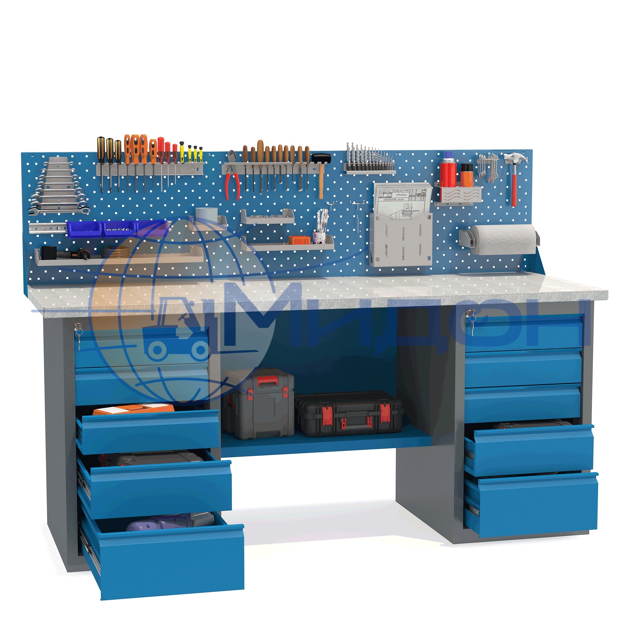 Верстак с двумя драйверами ВД2-1.9 (ШхГхВ,мм) 1900x685x850